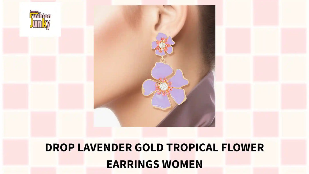 Drop Lavender Gold Tropical Flower Earrings Women by@Outfy
