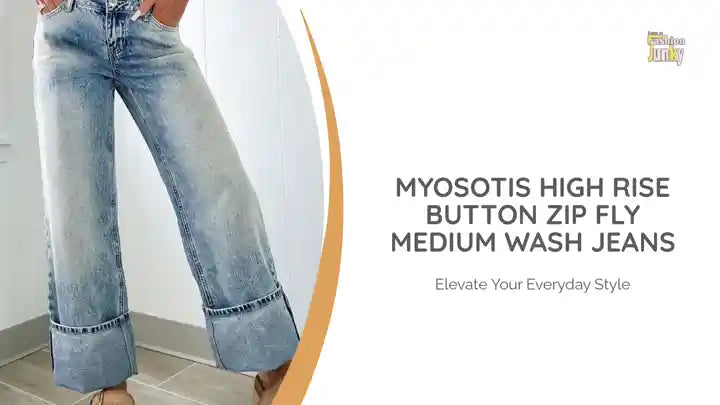 Myosotis High Rise Button Zip Fly Medium Wash Jeans by@Outfy