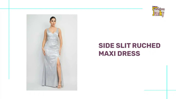 Side Slit Ruched Maxi Dress by@Outfy