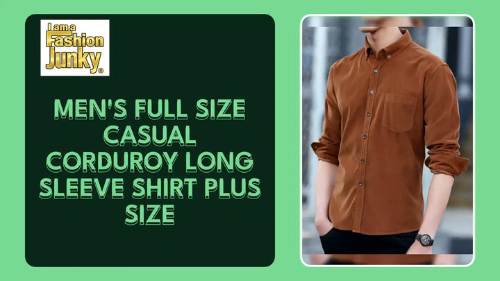 Men's Full Size Casual Corduroy Long Sleeve Shirt Plus Size by@Outfy