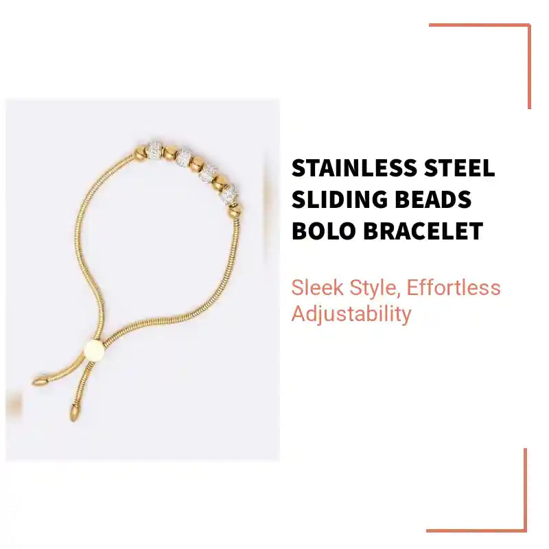 Stainless Steel Sliding Beads Bolo Bracelet by@Outfy
