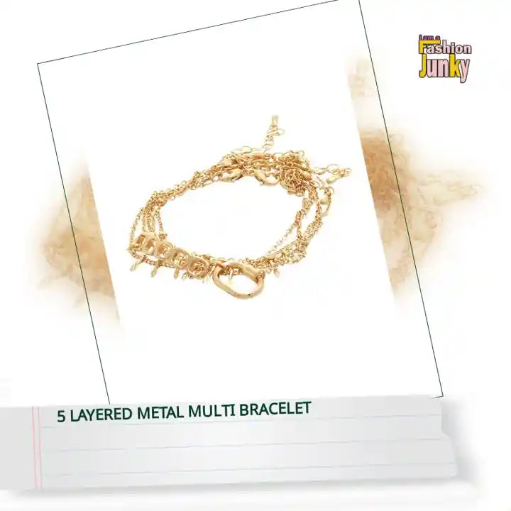 5 Layered Metal Multi Bracelet by@Outfy