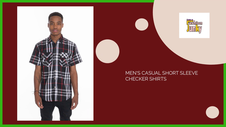 Men&#039;s Casual Short Sleeve Checker Shirts by@Outfy