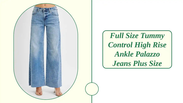 Full Size Tummy Control High Rise Ankle Palazzo Jeans Plus Size by@Outfy
