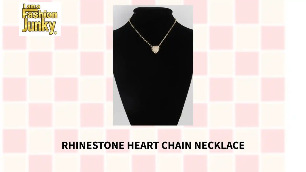 Rhinestone Heart Chain Necklace by@Outfy