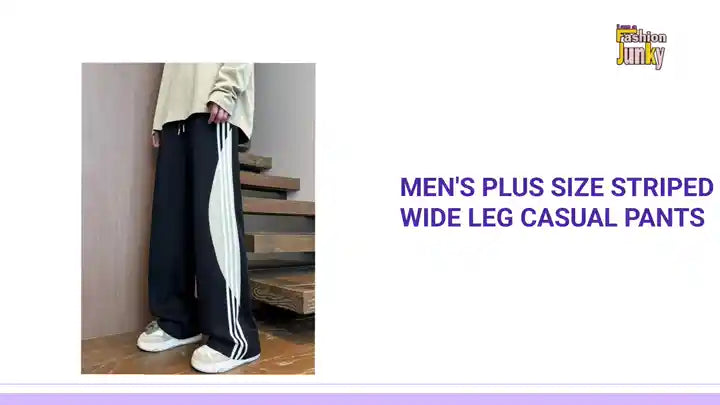 Men's Plus Size Striped Wide Leg Casual Pants by@Outfy
