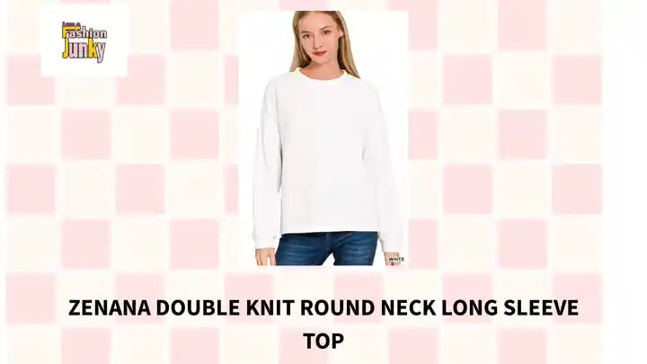 Zenana Double Knit Round Neck Long Sleeve Top by@Outfy