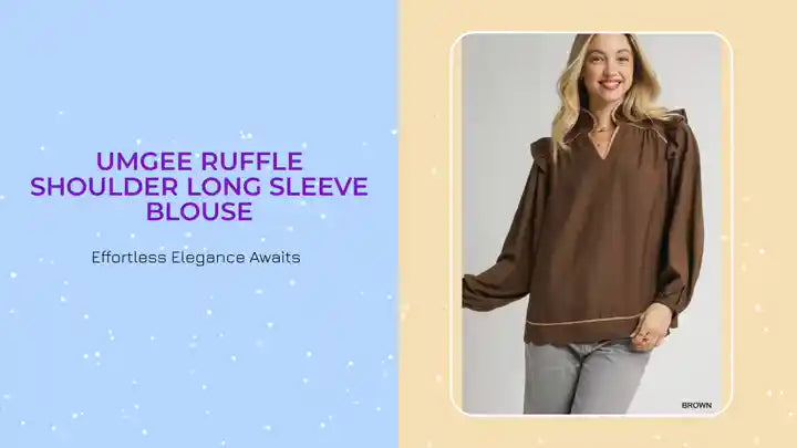 Umgee Ruffle Shoulder Long Sleeve Blouse by@Outfy
