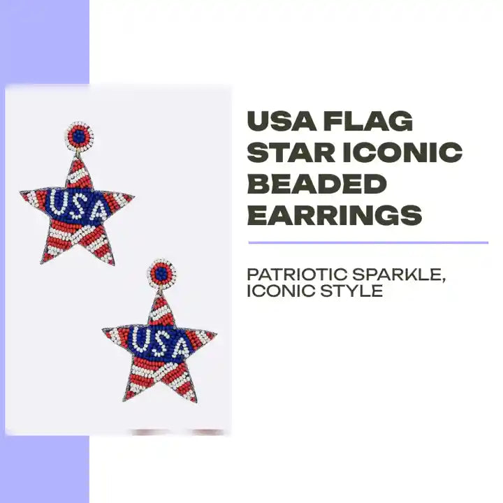 USA Flag Star Iconic Beaded Earrings by@Outfy