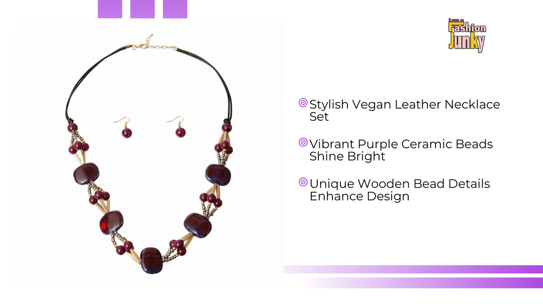 Purple Ceramic Bead Cord Set by@Outfy