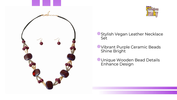Purple Ceramic Bead Cord Set by@Outfy