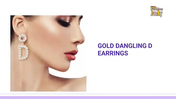 Gold Dangling D Earrings by@Outfy