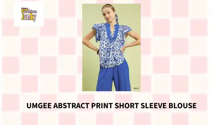 Umgee Abstract Print Short Sleeve Blouse by@Outfy