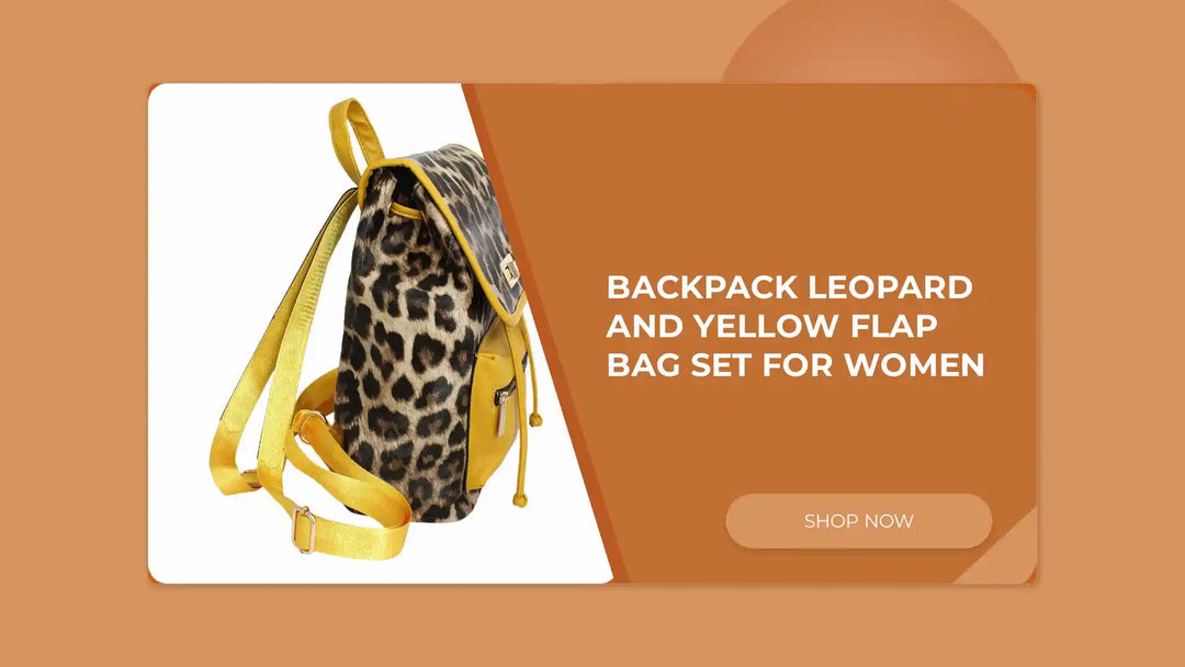 Backpack Leopard and Yellow Flap Bag Set for Women by@Outfy