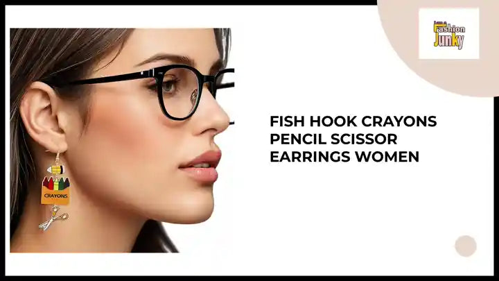 Fish Hook Crayons Pencil Scissor Earrings Women by@Outfy