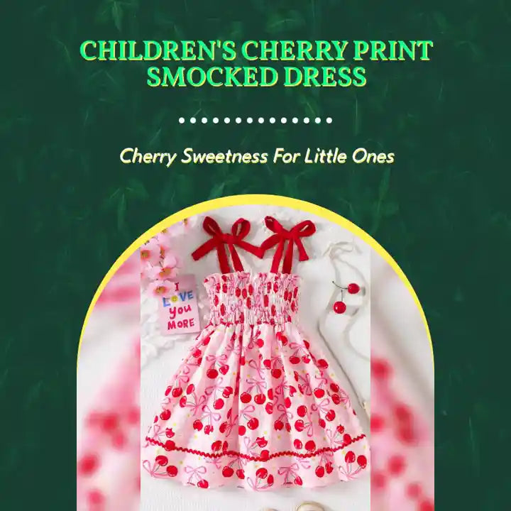 Children's Cherry Print Smocked Dress by@Outfy