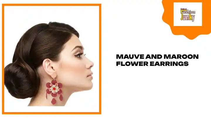 Mauve and Maroon Flower Earrings by@Outfy