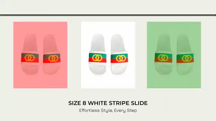 Size 8 White Stripe Slide by@Outfy