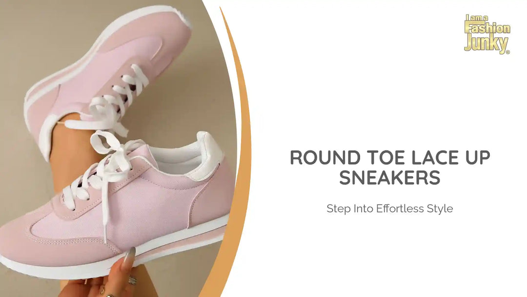 Round Toe Lace Up Sneakers by@Outfy