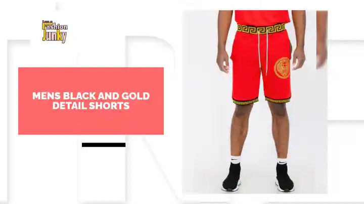 Mens Black And Gold Detail Shorts by@Outfy
