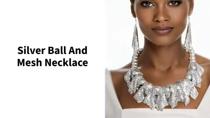 Silver Ball and Mesh Necklace by@Outfy