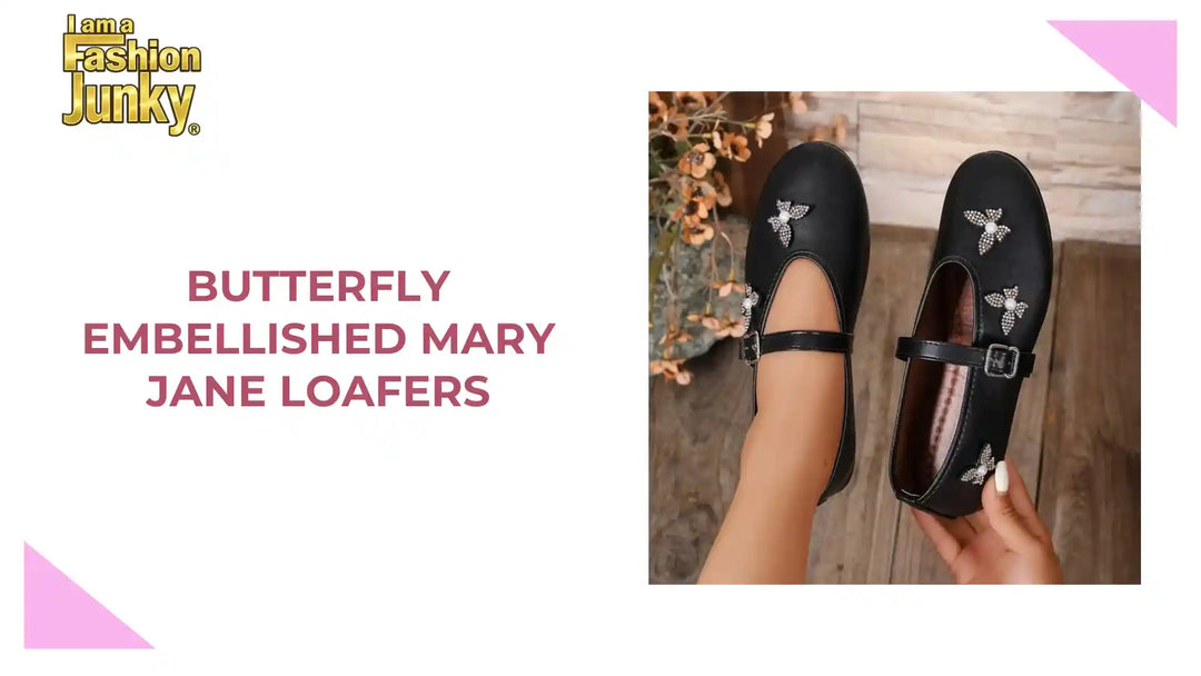 Butterfly Embellished Mary Jane Loafers by@Outfy