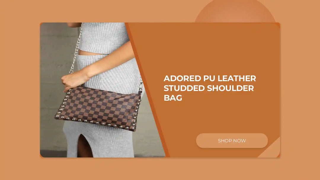 Adored PU Leather Studded Shoulder Bag by@Outfy