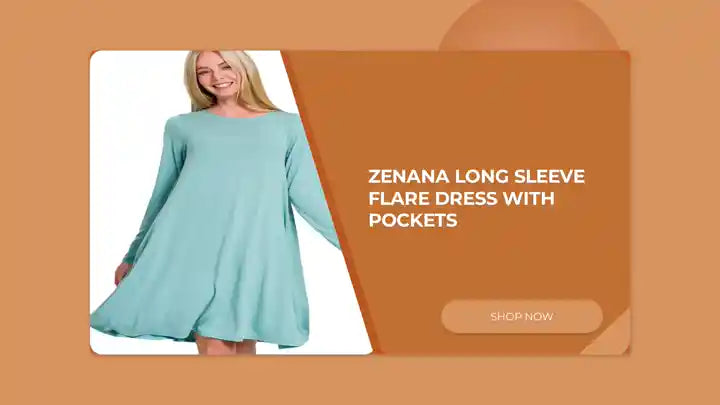 Zenana Long Sleeve Flare Dress With Pockets by@Outfy