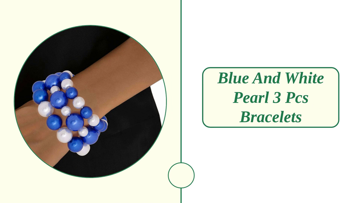 Blue and White Pearl 3 Pcs Bracelets by@Outfy
