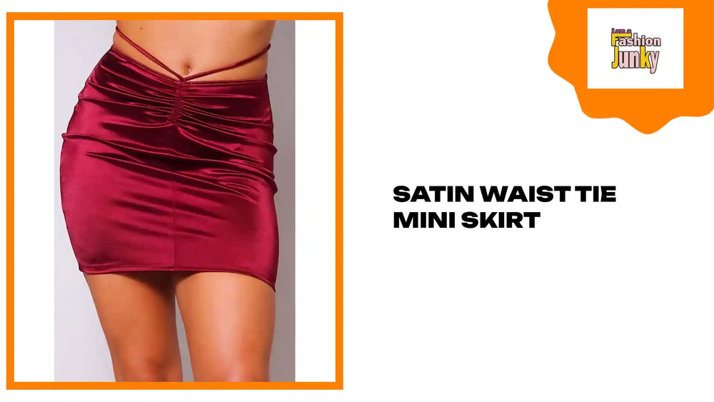 Satin Waist Tie Mini Skirt by@Outfy