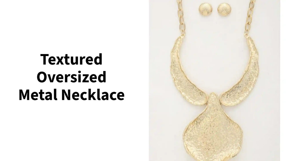 Textured Oversized Metal Necklace by@Outfy