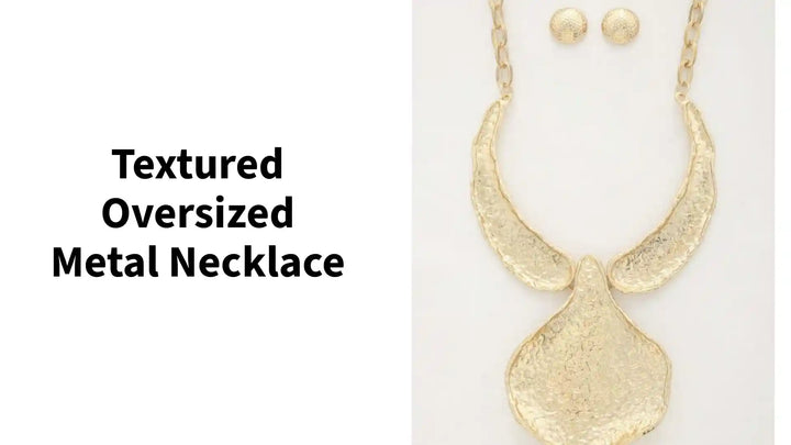 Textured Oversized Metal Necklace by@Outfy