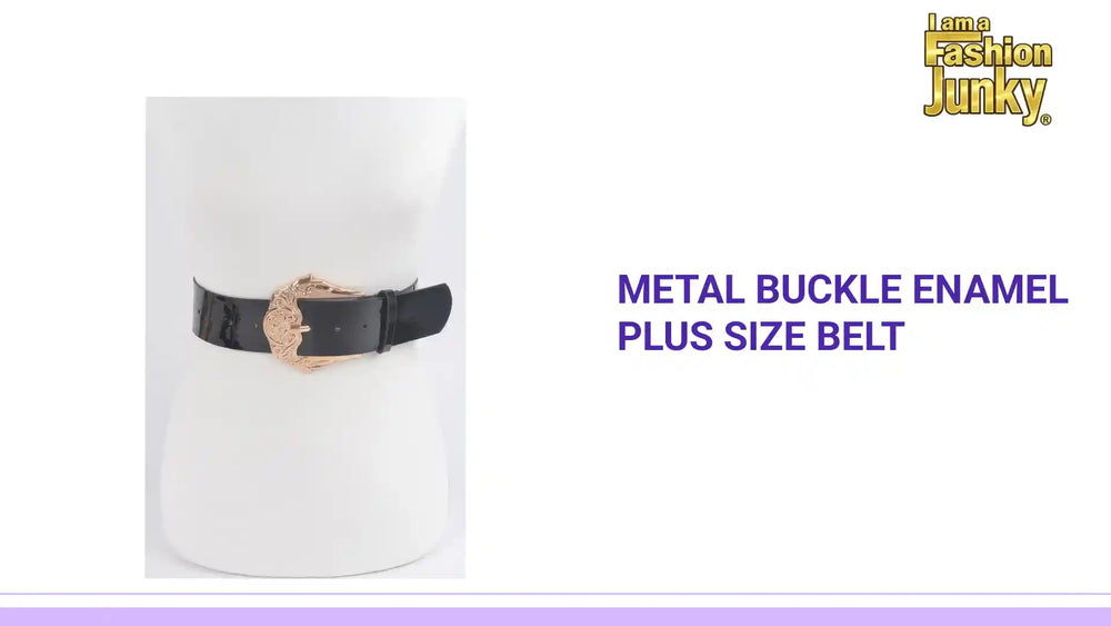 Metal Buckle Enamel Plus Size Belt by@Outfy