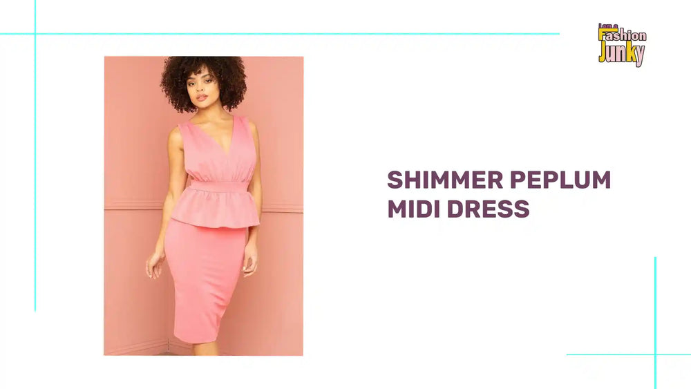 Shimmer Peplum Midi Dress by@Outfy