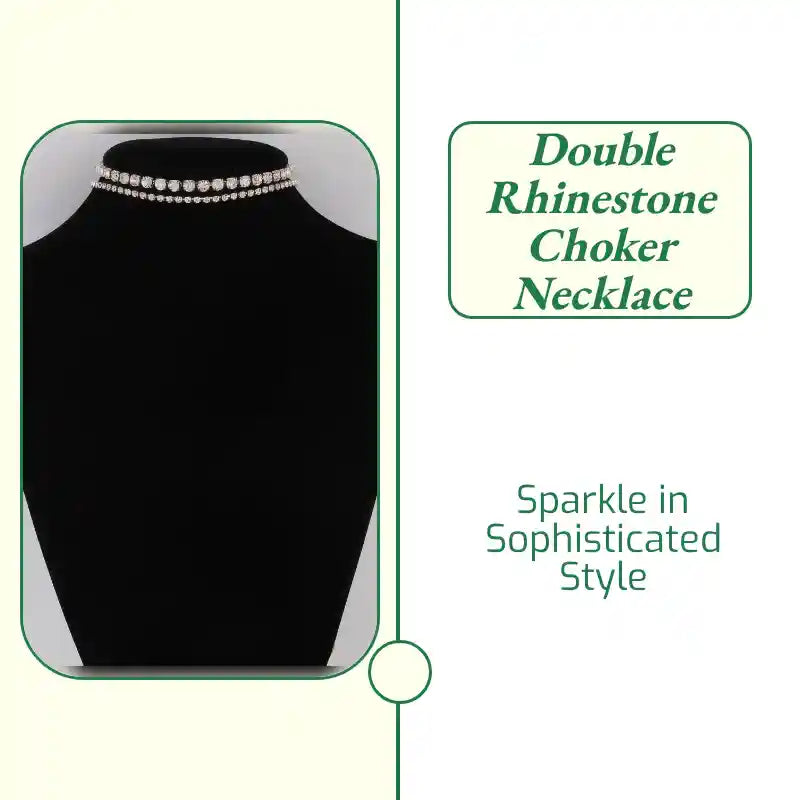 Double Rhinestone Choker Necklace by@Outfy
