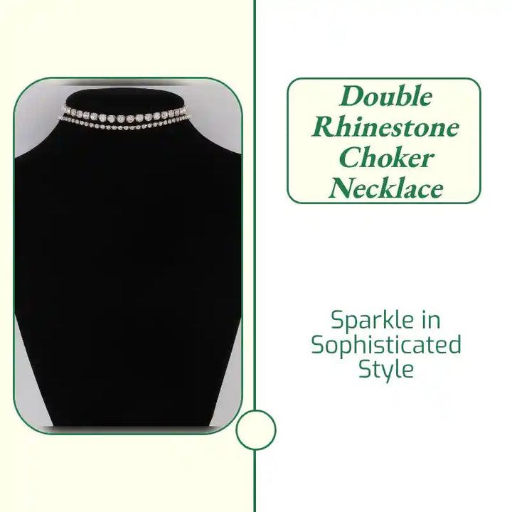 Double Rhinestone Choker Necklace by@Outfy