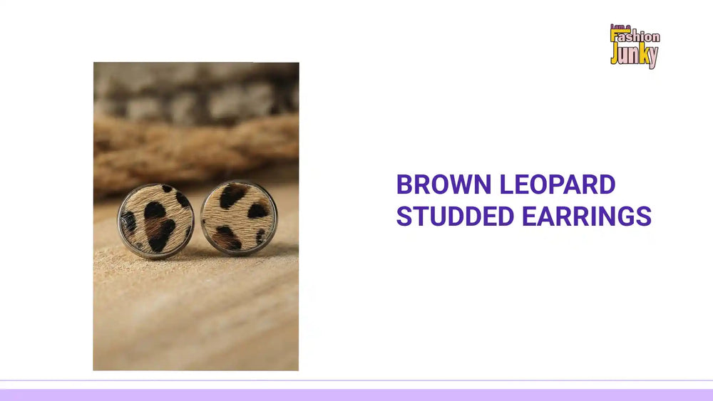 Brown Leopard Studded Earrings by@Outfy