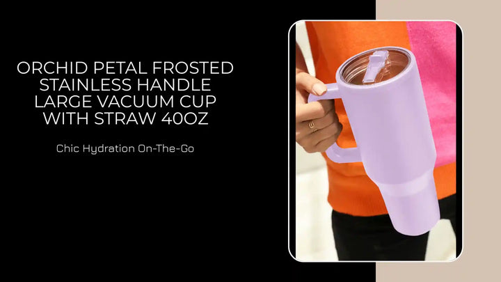 Orchid Petal Frosted Stainless Handle Large Vacuum Cup with Straw 40oz by@Outfy
