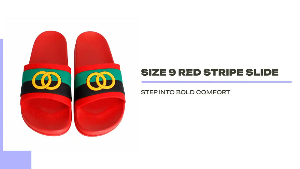 Size 9 Red Stripe Slide by@Outfy