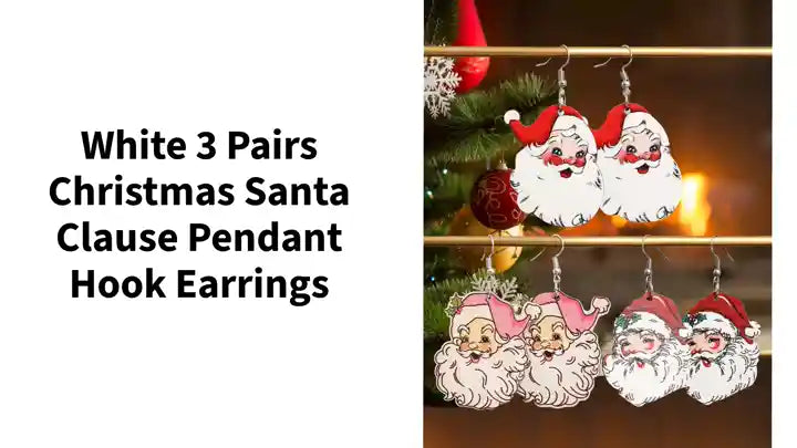 White 3 Pairs Christmas Santa Clause Pendant Hook Earrings by@Outfy