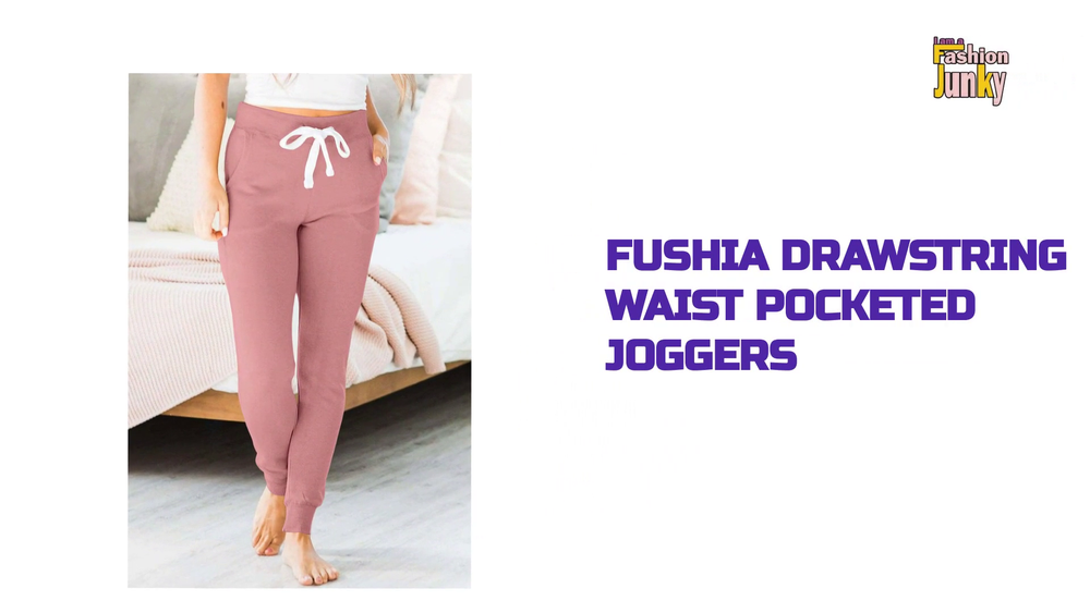 Fushia Drawstring Waist Pocketed Joggers by@Outfy