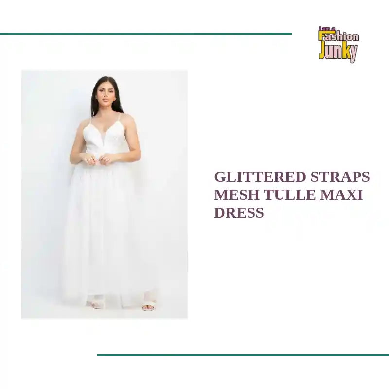 Glittered Straps Mesh Tulle Maxi Dress by@Outfy