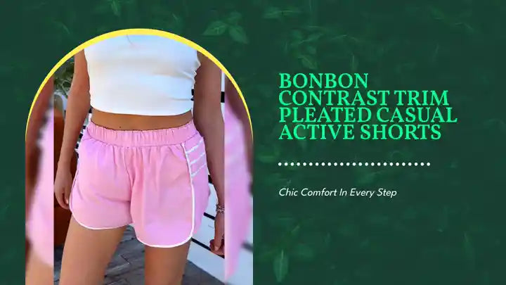 Bonbon Contrast Trim Pleated Casual Active Shorts by@Outfy