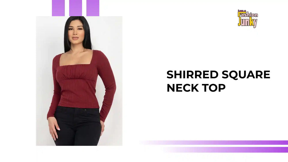 Shirred Square Neck Top by@Outfy