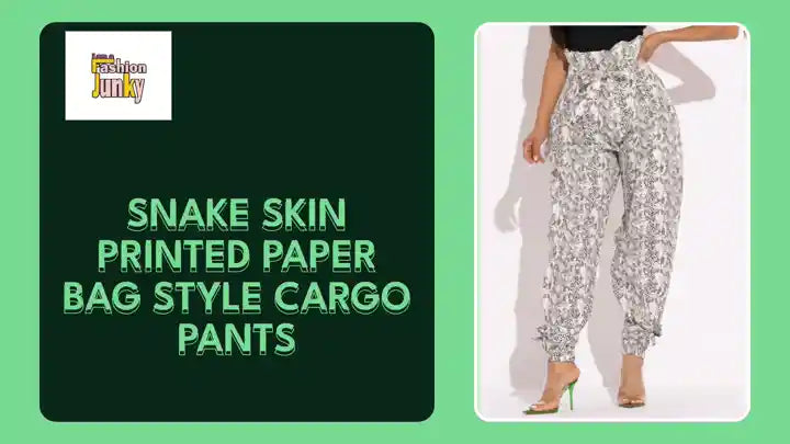 Snake Skin Printed Paper Bag Style Cargo Pants by@Outfy
