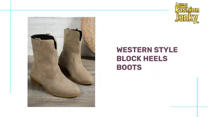 Western Style Block Heels Boots by@Outfy