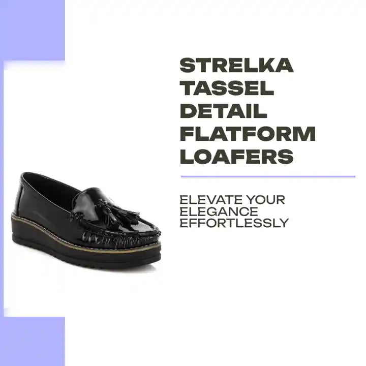Strelka Tassel Detail Flatform Loafers by@Outfy