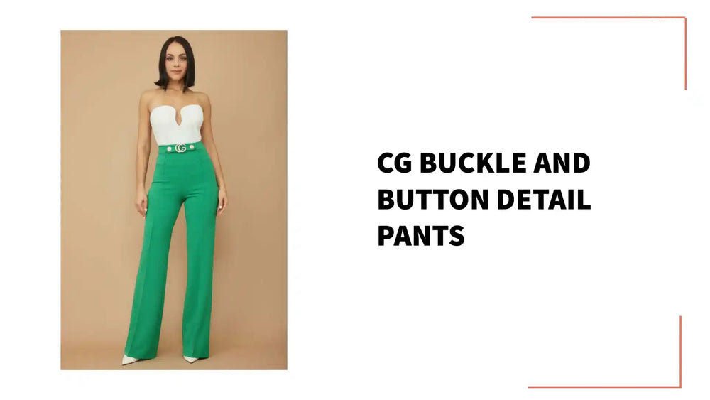 Cg Buckle And Button Detail Pants by@Outfy