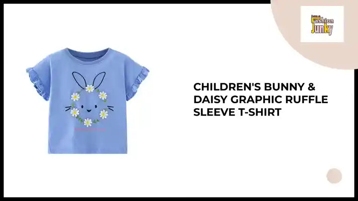 Children's Bunny &amp; Daisy Graphic Ruffle Sleeve T-Shirt by@Outfy