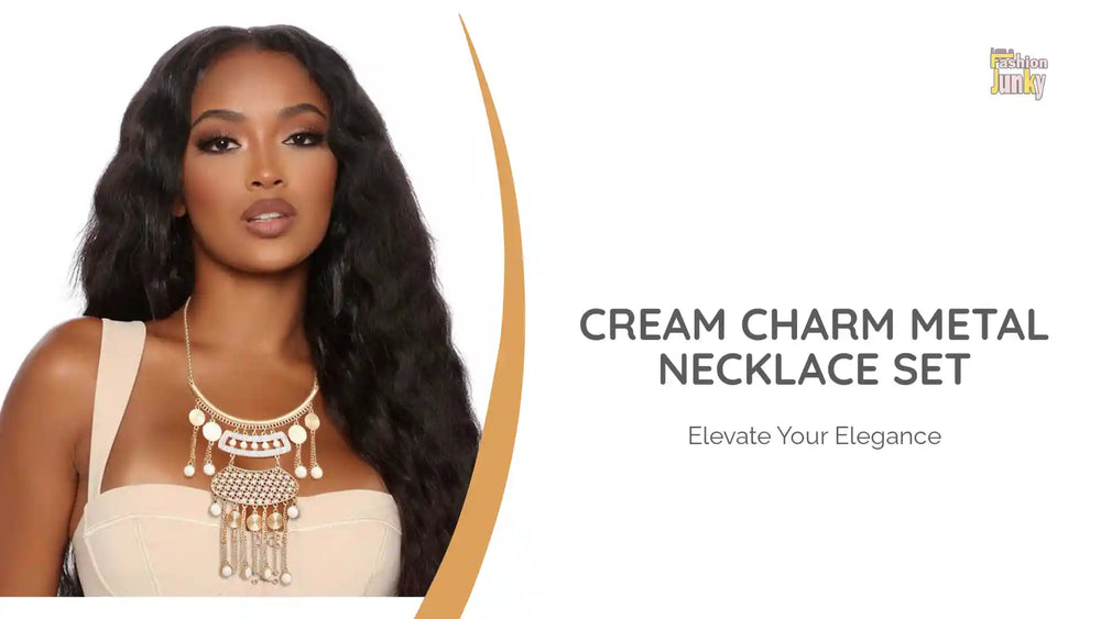 Cream Charm Metal Necklace Set by@Outfy